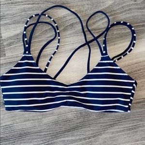 Aerie Navy Striped Bikini Top